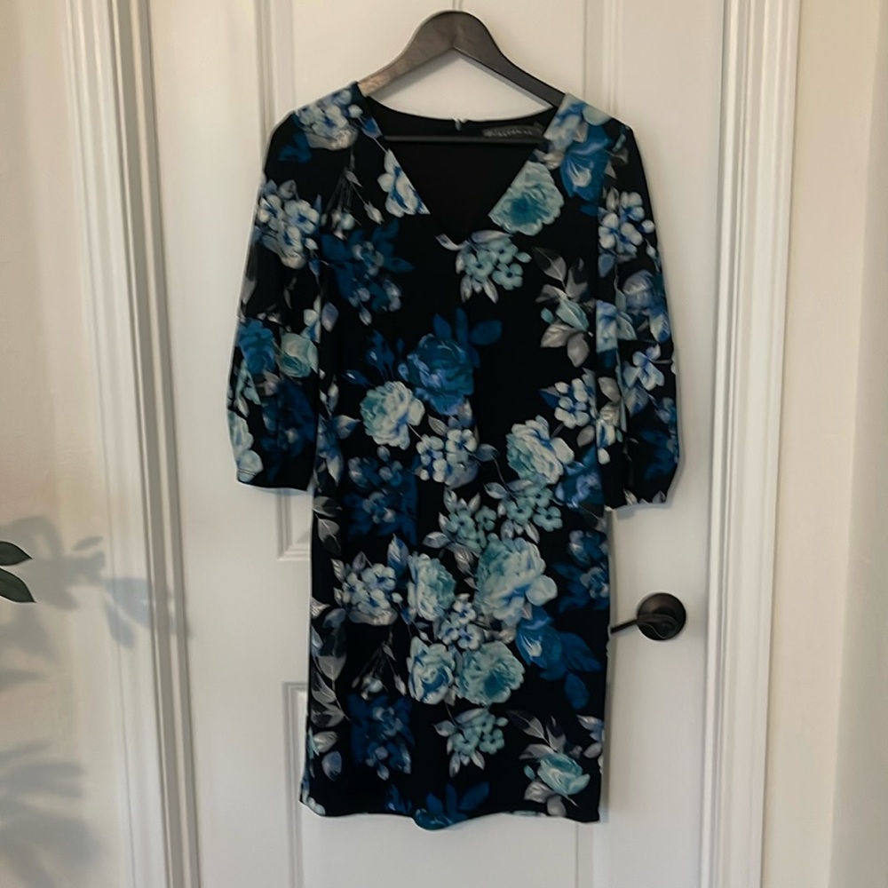 Black dress with blue floral